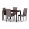 Baxton Studio Gardner 5-PC Dark Brown Finished Grey Upholstered Dining Set 131-5255-7132 - alternate 1